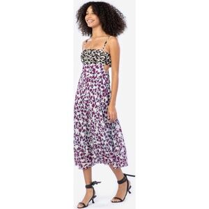 Tanya Taylor Natalie Dress Brushstroke Coral Seasalt 0 Silk Midi, Tie-Back